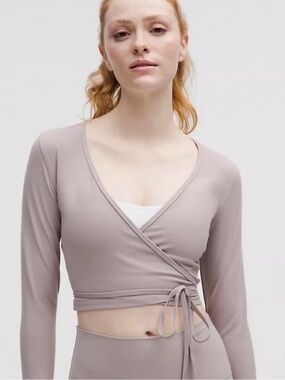 lululemon athletica Wrap Crop Top in Dusty Taupe